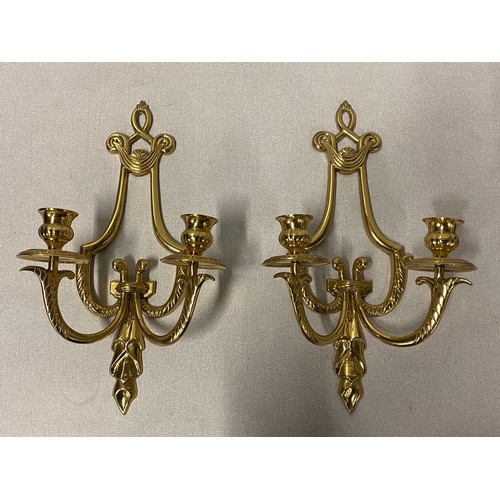 8 - Pair of vintage heavy brass wall candle sconces 
16