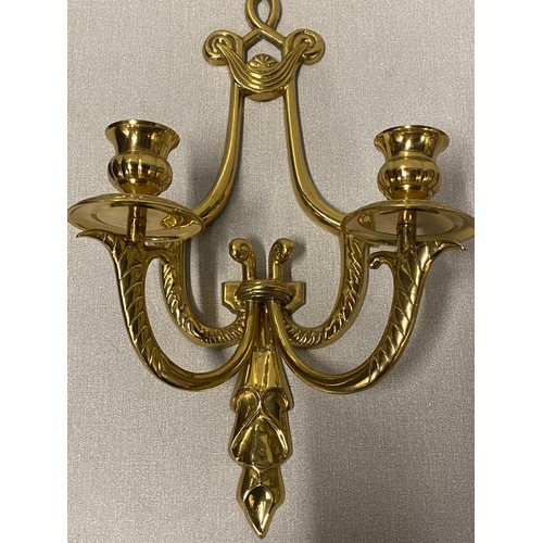 8 - Pair of vintage heavy brass wall candle sconces 
16