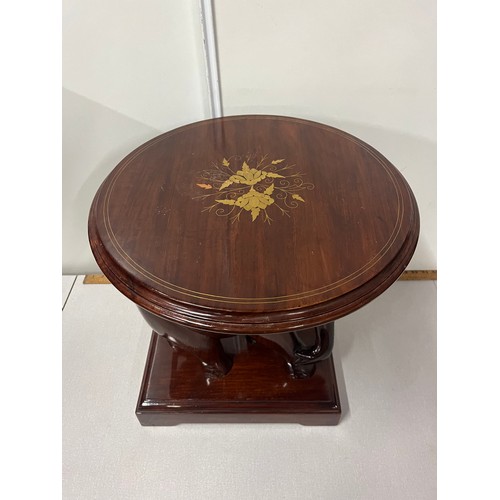 56 - Solid wood brass inlaid elephant table 
18