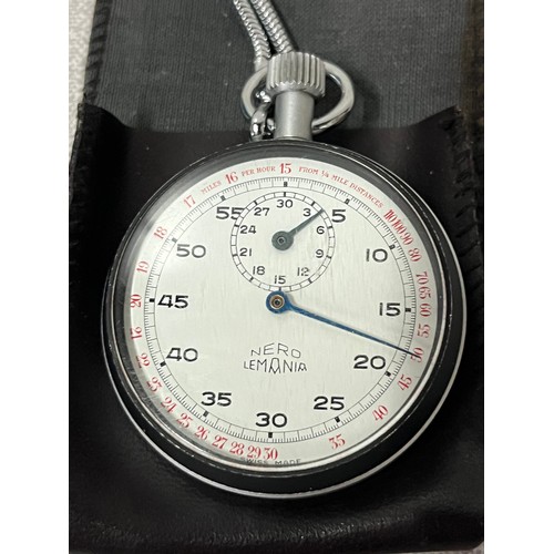 86 - Lensatic compass with original box along with Nero Lamania Swiss made stopwatch working.