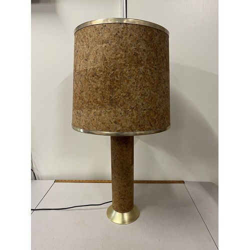 128 - Mid century large cork table lamp & shade by Durlston Design Ltd. see pics for condition, height inc... 