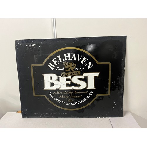 81 - Large Belhaven Best pub metal advertising sign. 33