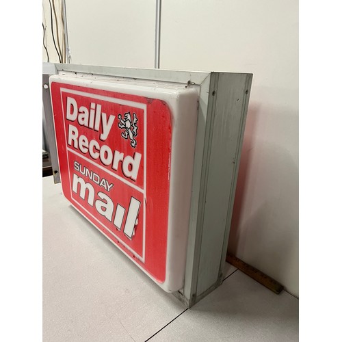 123 - Large metal & plastic light up double sided Daily Record advertising sign 28