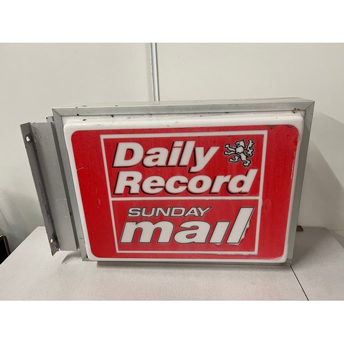 123 - Large metal & plastic light up double sided Daily Record advertising sign 28