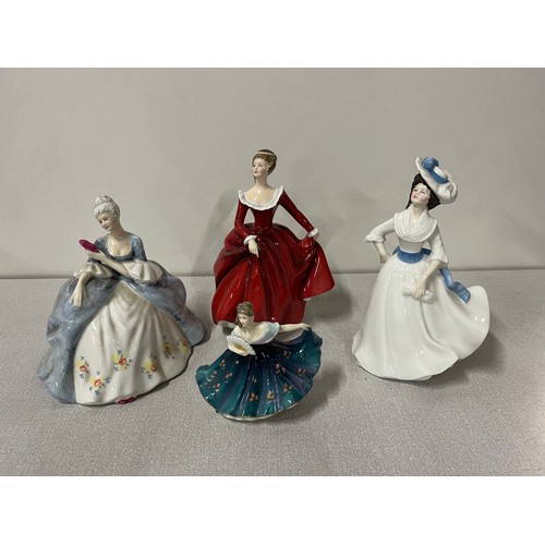 131 - 4 royal doulton figurines to include fragrance, wistful, magaret & elaine