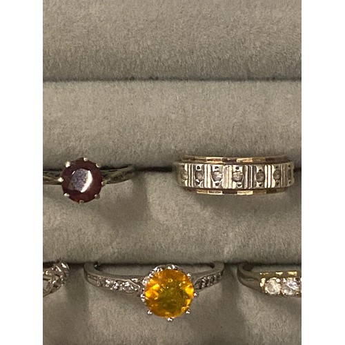 72 - 7 x silver hallmarked gem set rings
