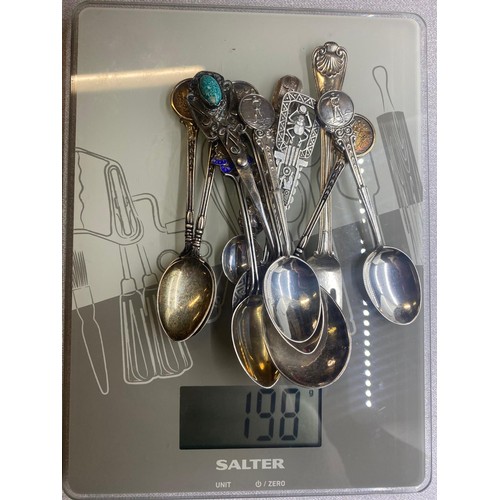 76 - Collection of 11 silver spoons. 198g