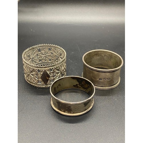 78 - Collection of antique silver items to include 3 legged milk jug and napkin rings etc. 209g