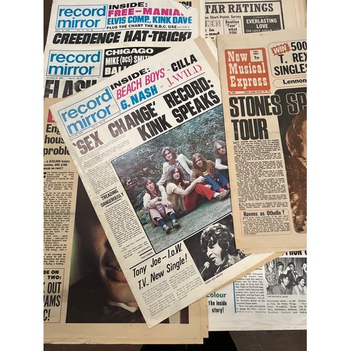 65 - Selection of vintage music newspapers to include New Music Entertainment (NME) & The Record Mirror, ... 