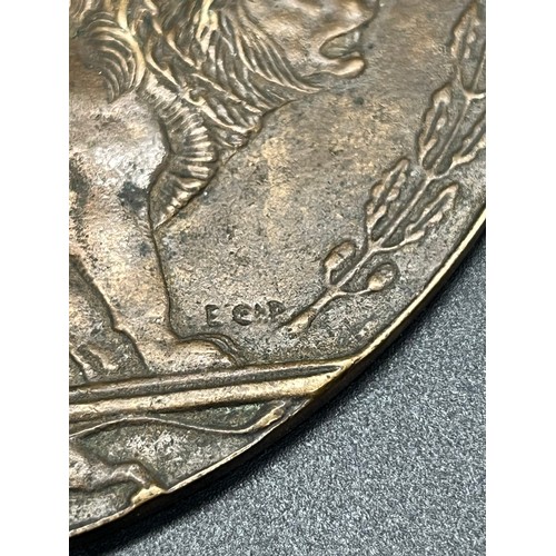 68 - Original WW1 British death plaque penny to Charles Bowie Denovan. Private, 46th Battalion, Infantry ... 