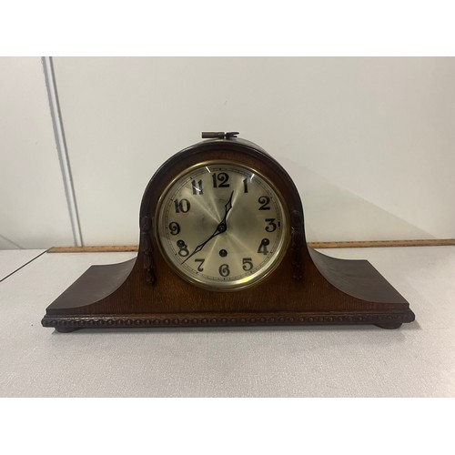Large mahogany napoleon mantel clock by German clock maker Kienzle
