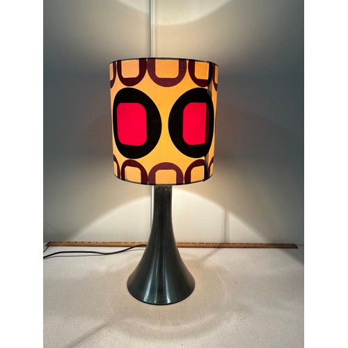 270 - Mid century style table lamp with chrome base & psychedelic  shade.