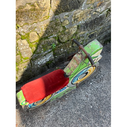 69 - Vintage wooden speedway bike from fairground with velvet seat & handles. 45