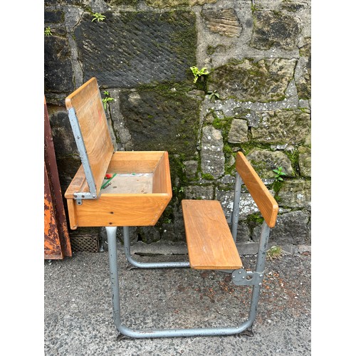 120 - Vintage child's school desk with storage.