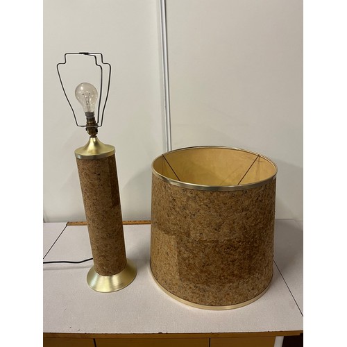 128 - Mid century large cork table lamp & shade by Durlston Design Ltd. see pics for condition, height inc... 