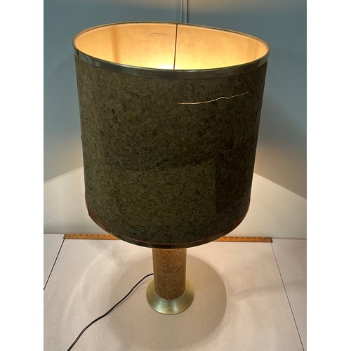 128 - Mid century large cork table lamp & shade by Durlston Design Ltd. see pics for condition, height inc... 