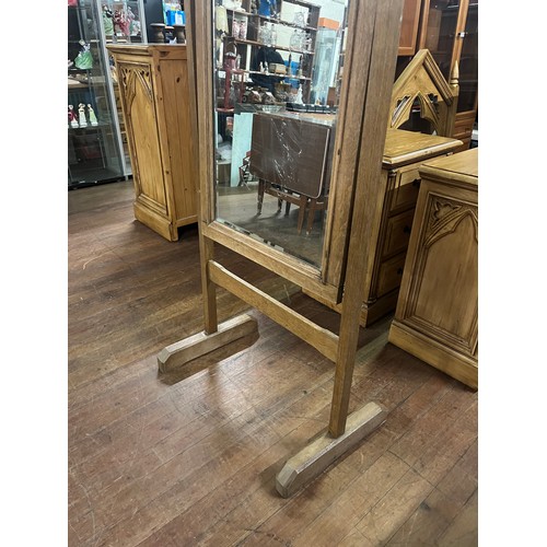 481 - Vintage oak cheval mirror (mirror marked) 63