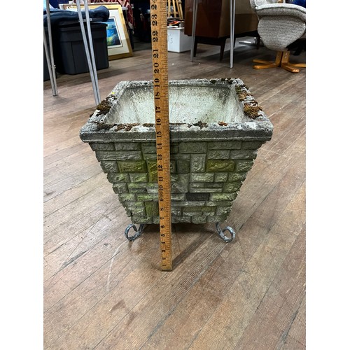 430 - Large Vintage stone & metal garden planter.