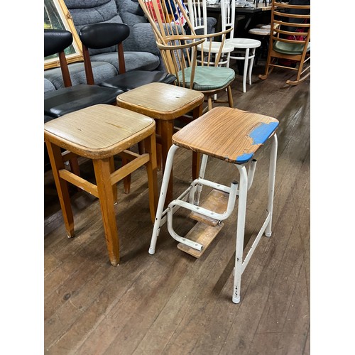 460 - Pair of Mid century stools along with stepping stool.