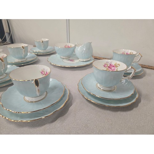 81 - 21 Piece Aynsley 'Blue Crocus' tea set.