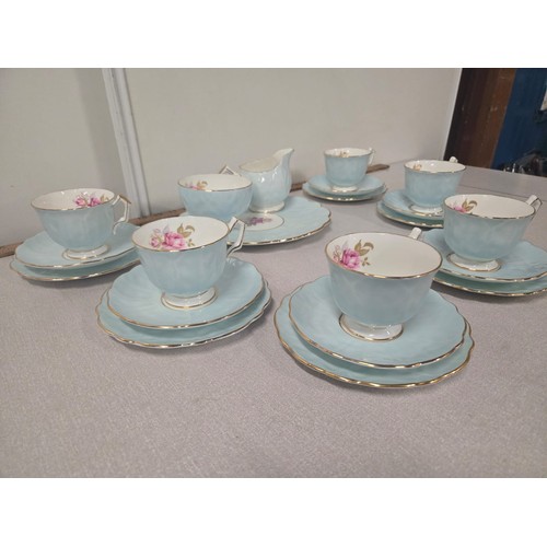 81 - 21 Piece Aynsley 'Blue Crocus' tea set.