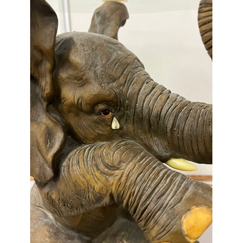 3 - Large ornamental elephant table with glass top 19.5 inches tall