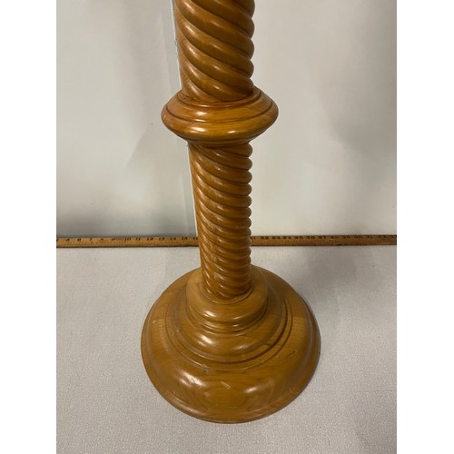 25 - Large solid wood barley twist pedestal plant stand. 38