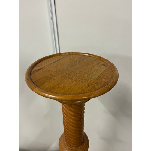 25 - Large solid wood barley twist pedestal plant stand. 38