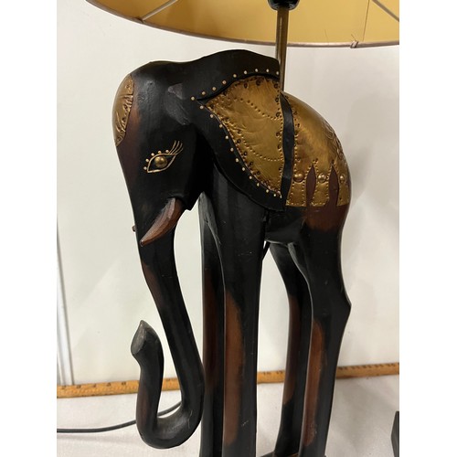 204 - Large wooden elephant lamp along with wooden sculpture. lamp 30