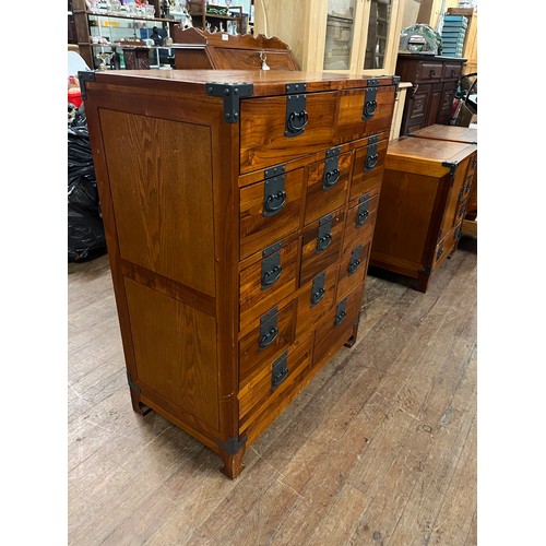 54 - Barker & Stonehouse 13 drawer cabinet with ironwork handles. 30