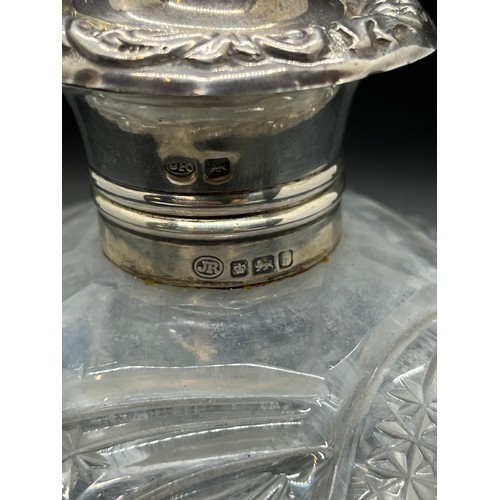 23 - Large silver top perfume bottle with original stopper, 5