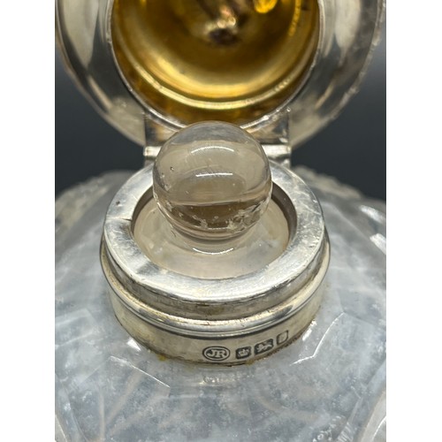 23 - Large silver top perfume bottle with original stopper, 5