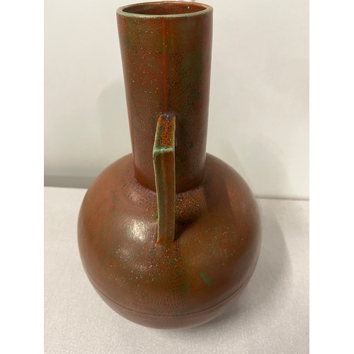 28 - Large Dunmore pottery arts & crafts style 2 handled vase stamped to the base 12.5 inches tall