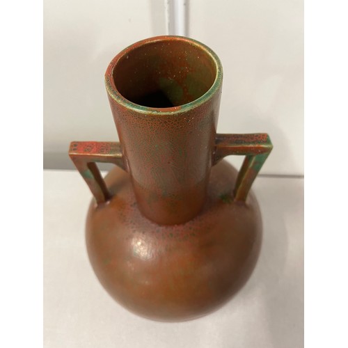 28 - Large Dunmore pottery arts & crafts style 2 handled vase stamped to the base 12.5 inches tall