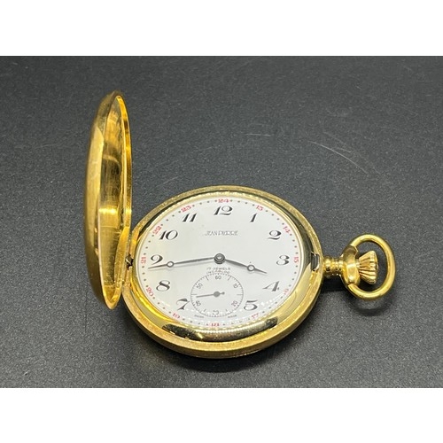 37 - gold tone jean pierre 17 jewel pocket watch