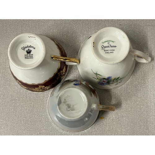 466 - 3 6 place tea sets to include queen anne summertime , gladstone china & 1 other