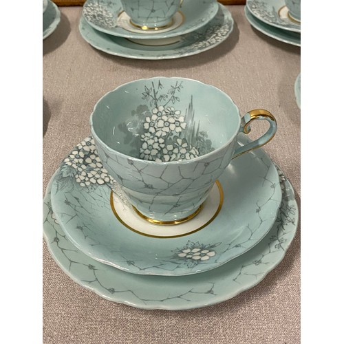 478 - 21 piece Aynsley pastel blue floral tea set