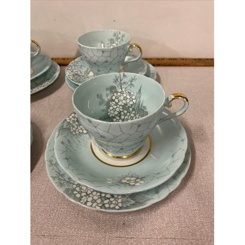 478 - 21 piece Aynsley pastel blue floral tea set