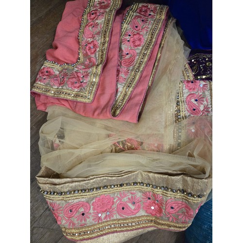 506 - Selection of sari's to include Lakshmi goddess of wealth dress etc