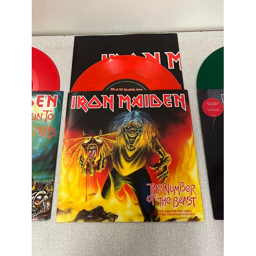 76 - 3 x Iron Maiden Colored Vinyl singles - Run to the hills, Wildest dreams and The number of the beast... 