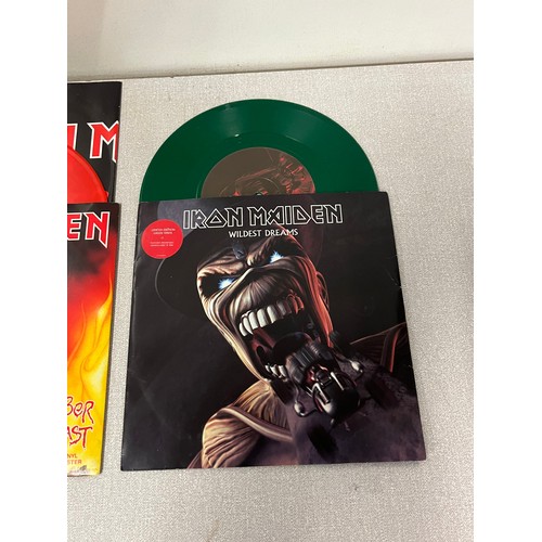 76 - 3 x Iron Maiden Colored Vinyl singles - Run to the hills, Wildest dreams and The number of the beast... 