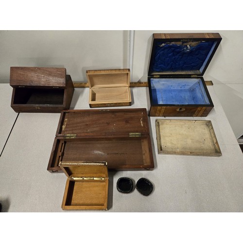 495 - 5 x wooden boxes and 1 x small paper Mache box