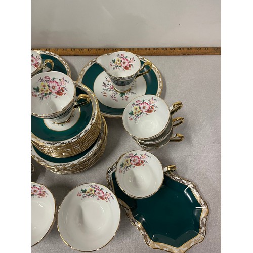 509 - sutherland h & m china floral & gilt tea set 35 pieces