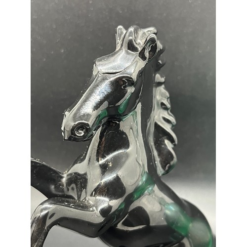 512 - Heron glass scent bottle and stand along with vintage glass horse. Tallest 7.5