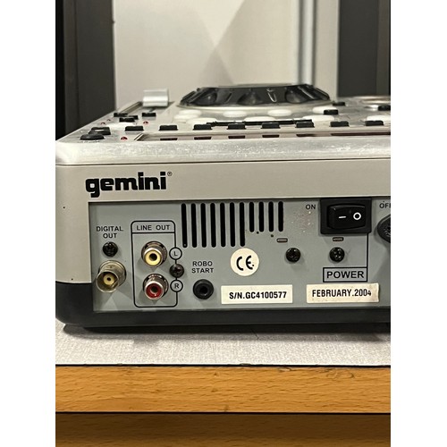 497 - GEMINI CD-1800X Professional DJ Scratch Mixer along with pair of Sony speakers.