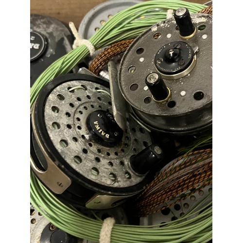 300A - 9 centre pin & fly fishing reels to include trice & young , rim fly , Diawa etc