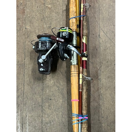 350C - 2 fishing rods & reels to include vintage USA hurricane bait casting rod & diawa reel etc