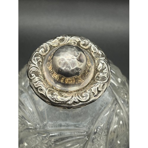 23 - Large silver top perfume bottle with original stopper, 5