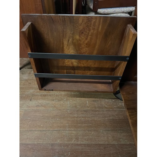 28 - Heavy Solid mango wood Jupiter iron work est 1925 wine cart, with sliding barn style door, one openi... 