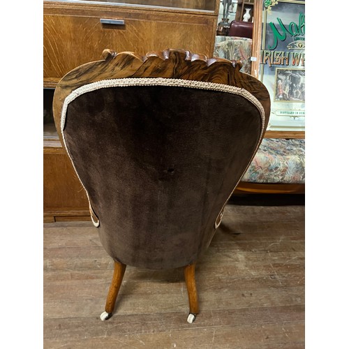 46 - Victorian spoon back walnut framed chair.